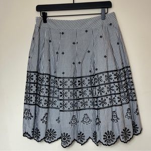 Talbots 100% Cotton Midi Skirt 8P Petite Embroidered Workwear NWT